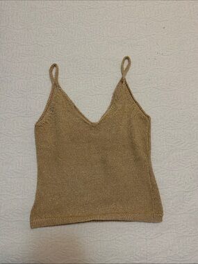 Nordstrom Metallic Gold Knit V-Neck Camisole